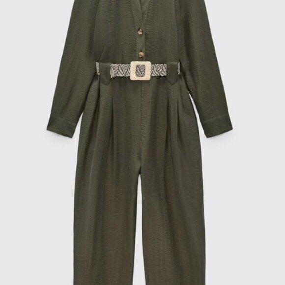 Zara Olive Long Sleeve Jumpsuit - Picture 7 of 12